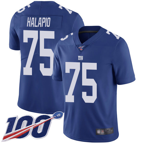 Men New York Giants #75 Jon Halapio Royal Blue Team Color Vapor Untouchable Limited Player 100th Season Football NFL Jersey->new york giants->NFL Jersey